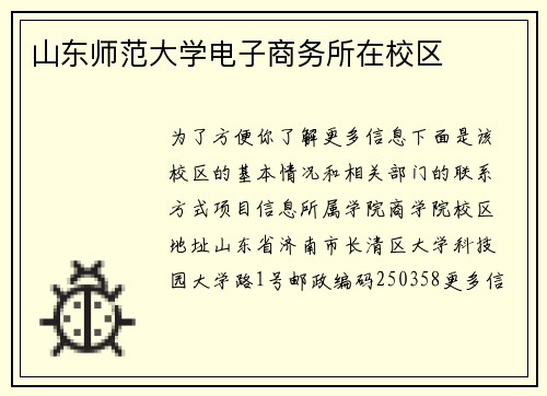 山东师范大学电子商务所在校区